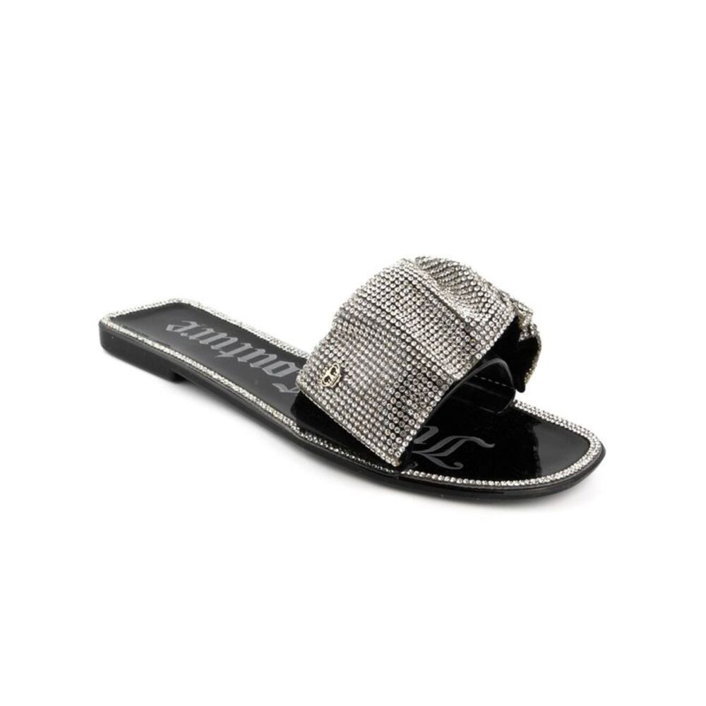 JUICY COUTURE Womens Black Mixed Media Hollyn Toe Slip On Slide Sandals 6 M